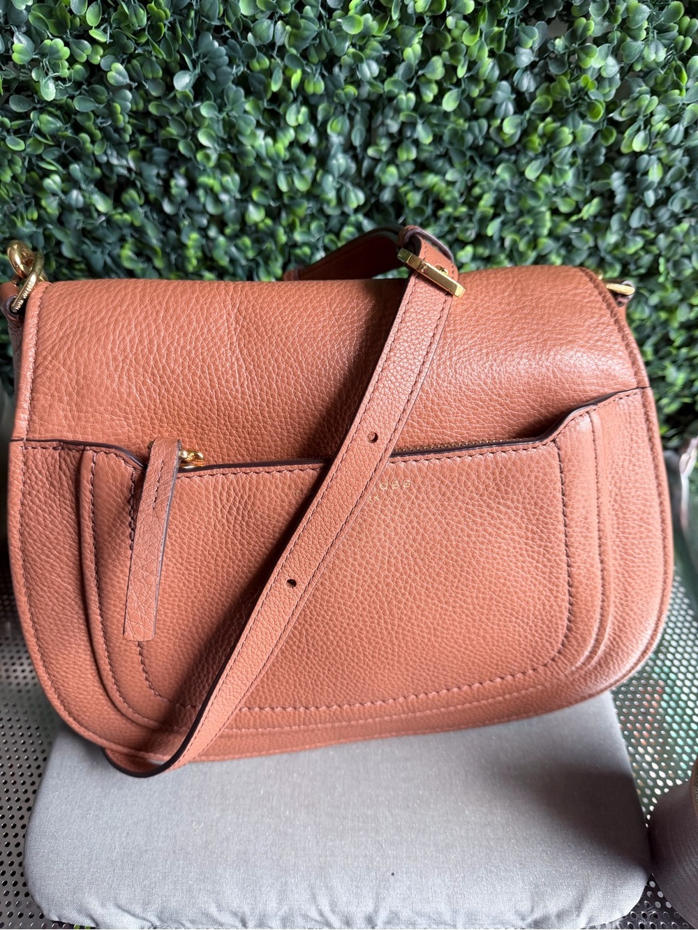 Marc Jacob’s Women's Pebbled Leather Saddle Crossbody Bag in Cognac